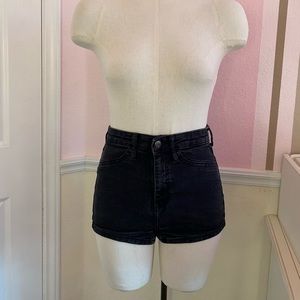 black denim shorts